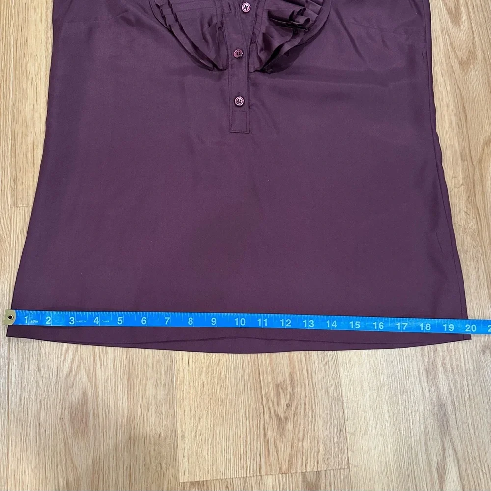 J.Crew Silk Sleeveless Ruffle Pleat Front Blouse Burgundy Wine Size 2